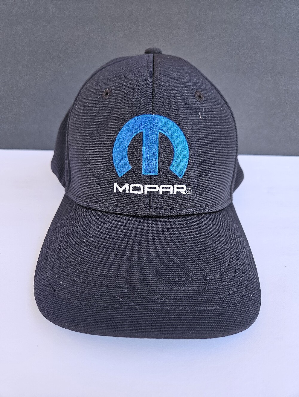 Mopar Black Hat with Blue Logo